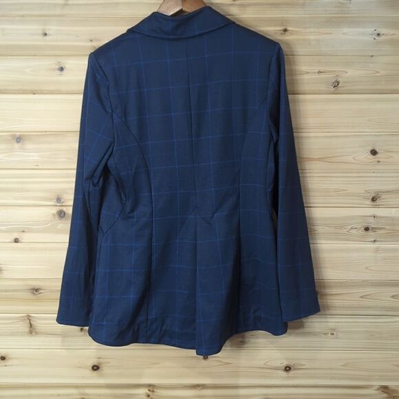 CAbi Jacket Womens 10 Blue #5475 Sunset Kiss Check Blazer Blue Windowpane - Picture 4 of 10